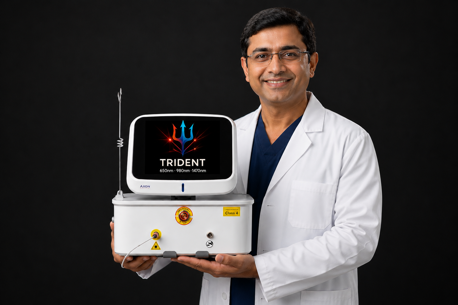 Dentist using laser